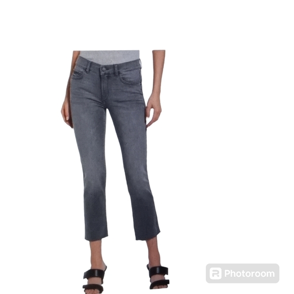 DL1961 Overcast Mara Ankle Mid Rise Instasculpt Straight Raw Hem Jean Size 27 - Picture 1 of 10
